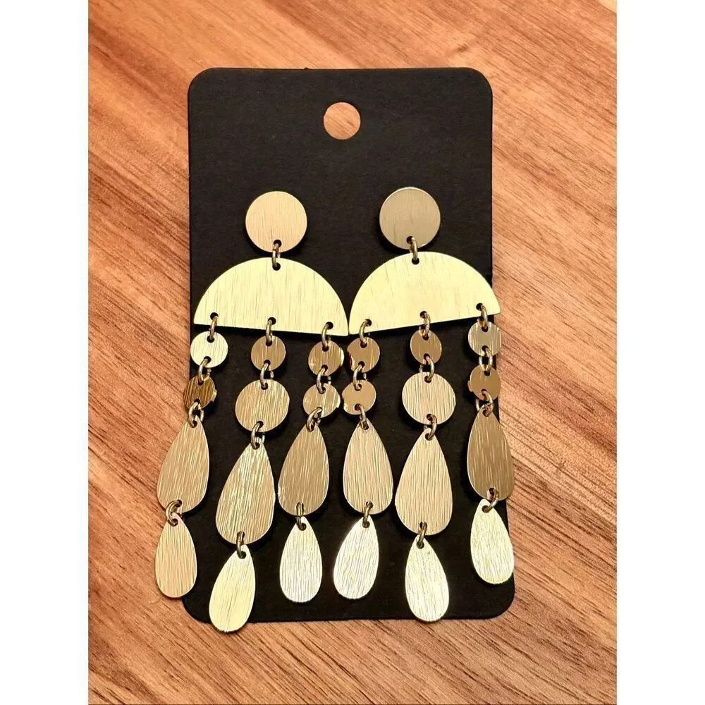 Circle Chandelier Earrings | Gold Tone | 2.75” Length